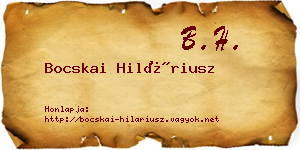 Bocskai Hiláriusz névjegykártya